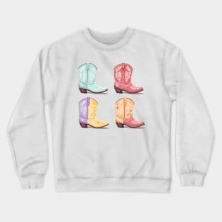 Cute Pastel Preppy Cowgirl Boots Crewneck Sweatshirt